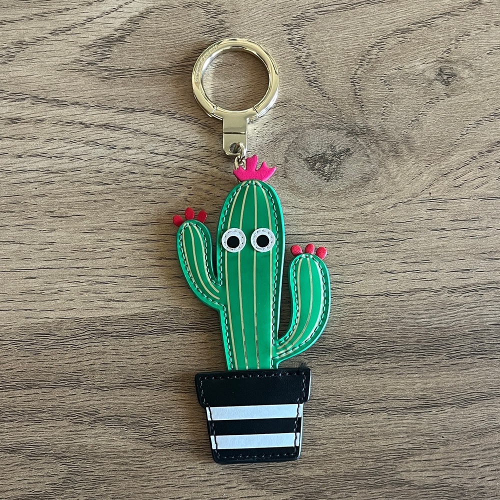 kate spade Green Cactus Keychain with Pink Accents